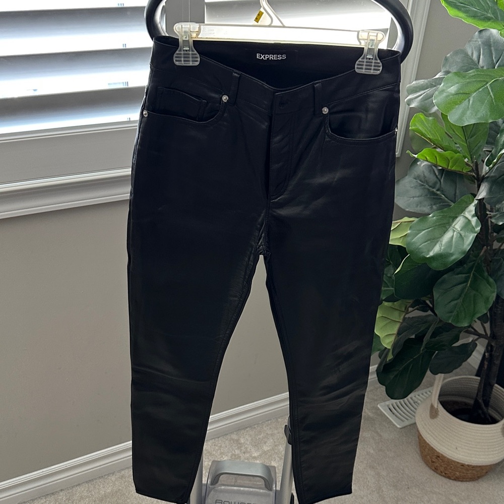 Express Jet Black Faux Leather Trousers